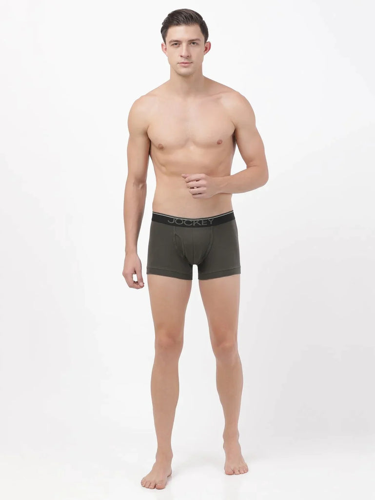 Deep Olive Jockey Cotton rib Solid Trunk Underwear For Men