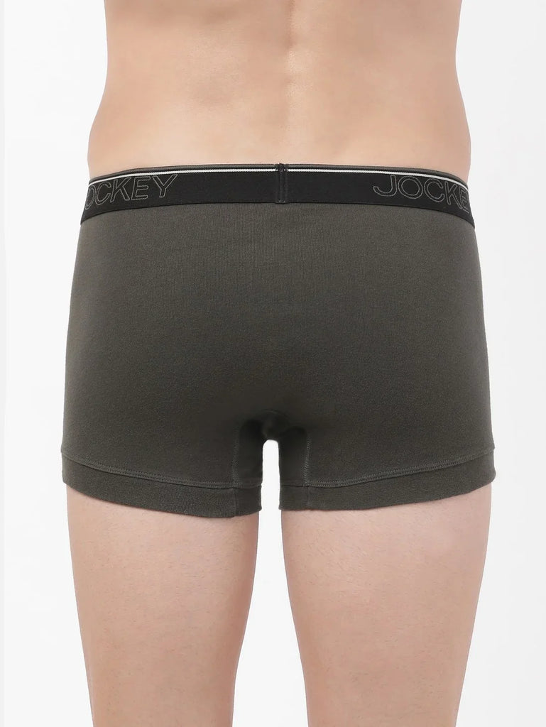 Deep Olive Jockey Cotton rib Solid Trunk Underwear For Men