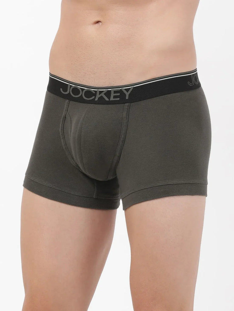 Deep Olive Jockey Cotton rib Solid Trunk Underwear For Men