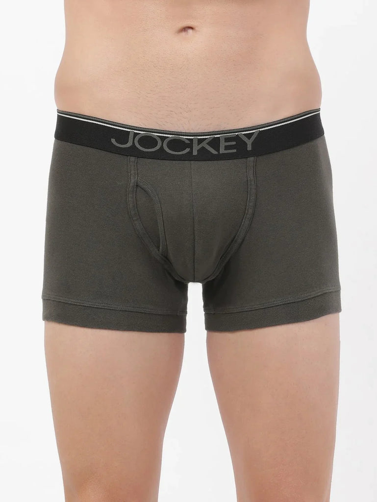 Deep Olive Jockey Cotton rib Solid Trunk Underwear For Men