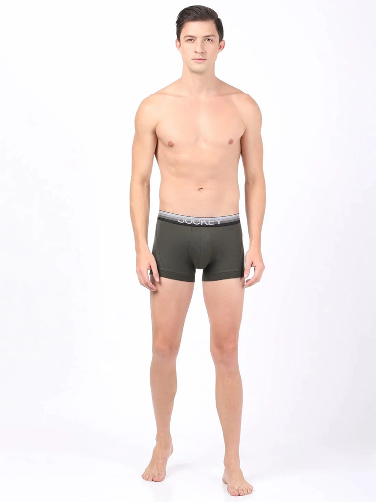 Deep Olive Jockey Elastane Stretch Solid Trunk Underwear For Men