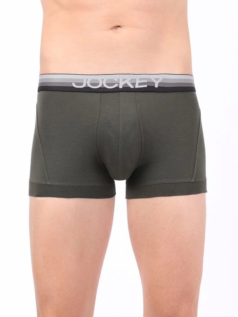 Deep Olive Jockey Elastane Stretch Solid Trunk Underwear For Men