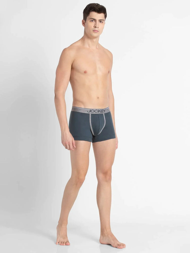 Deep Slate Jockey Cotton rib Solid Trunk Underwear For Men