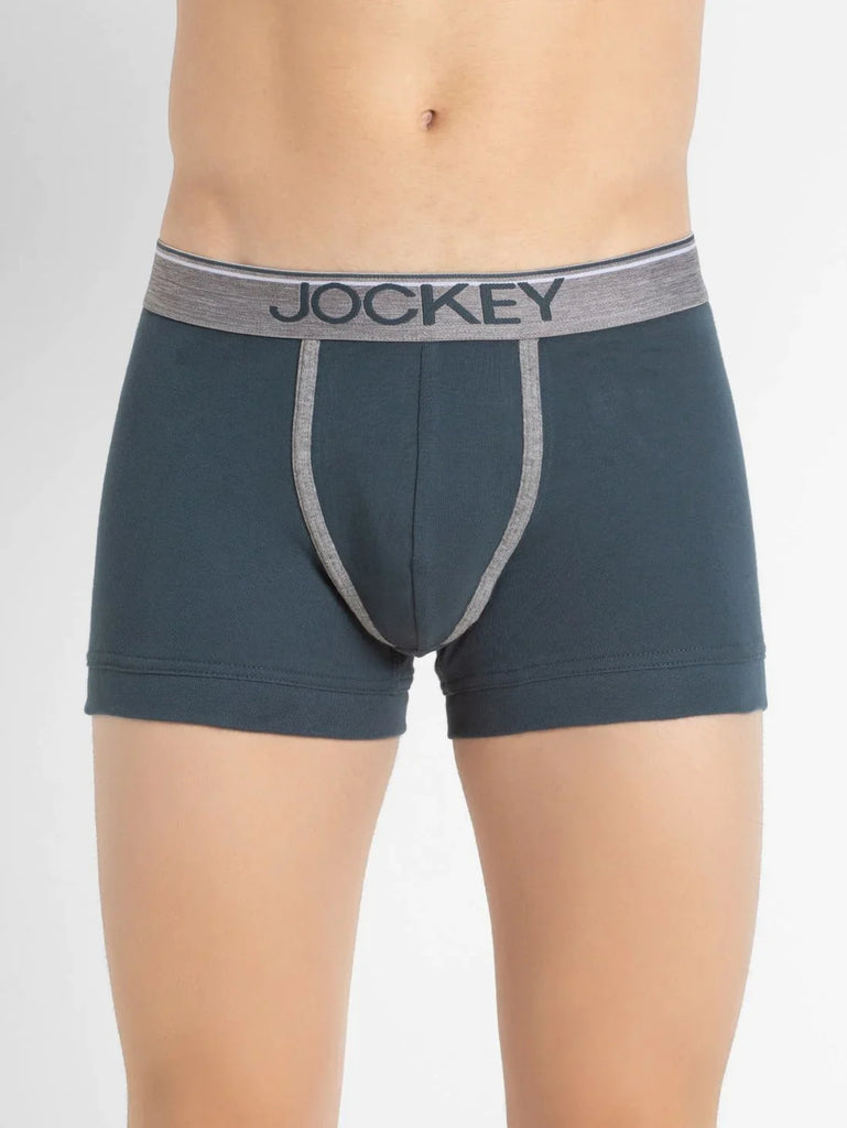 Deep Slate Jockey Cotton rib Solid Trunk Underwear For Men