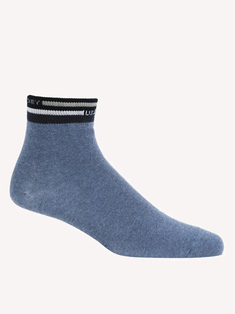 Denim Melange Jockey Men's Compact Cotton Stretch Ankle Length Socks with Stay Fresh Treatment