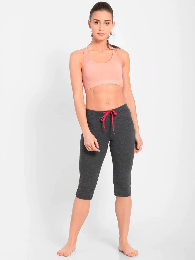 Desert Flower Melange & Coral JOCKEY Women's Wirefree Padded Racer Back Styling Active Bra.