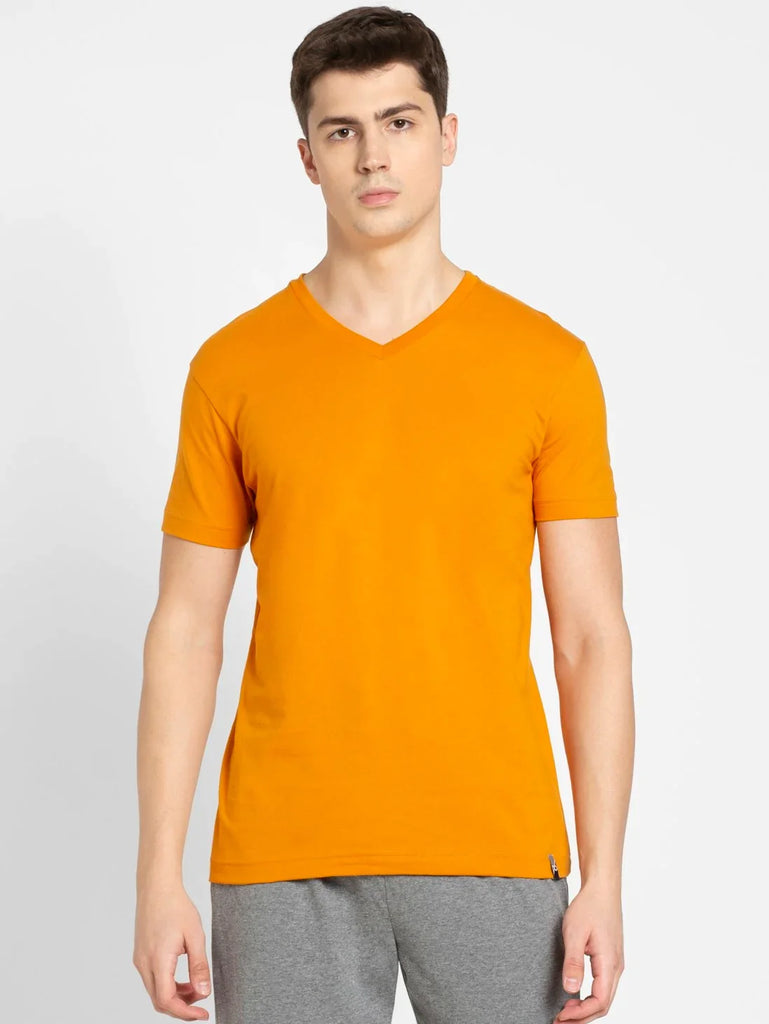 Desert Sun JOCKEY Men's Solid V Neck Half Sleeve T-Shirt