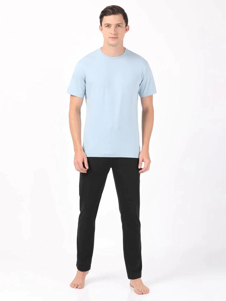 Dusty Blue JOCKEY Men's Printed Round Neck Half Sleeve T-Shirt