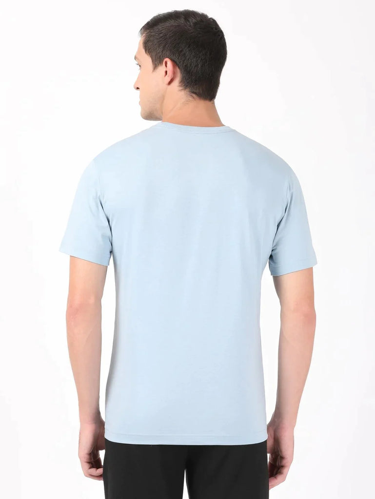 Dusty Blue JOCKEY Men's Printed Round Neck Half Sleeve T-Shirt