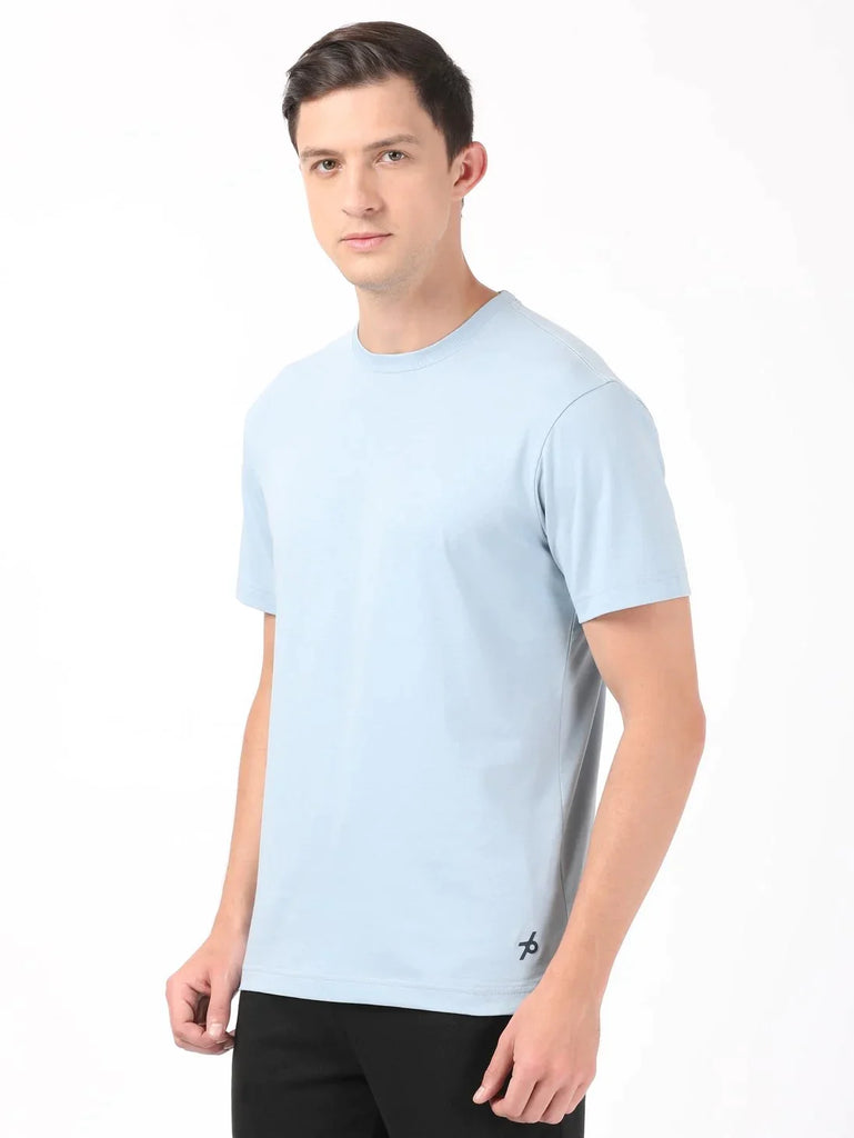 Dusty Blue JOCKEY Men's Printed Round Neck Half Sleeve T-Shirt