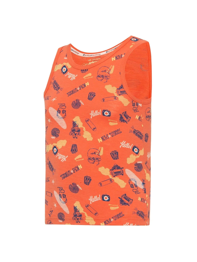 Ember Glow Printed JOCKEY Boy's Super Combed Cotton Printed Tank Top