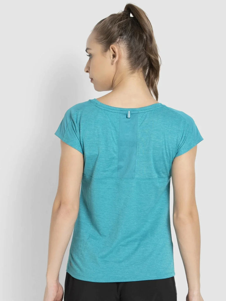 Enamel Blue JOCKEY Women's Relaxed Fit Printed Round Neck Half Sleeve T-Shirt