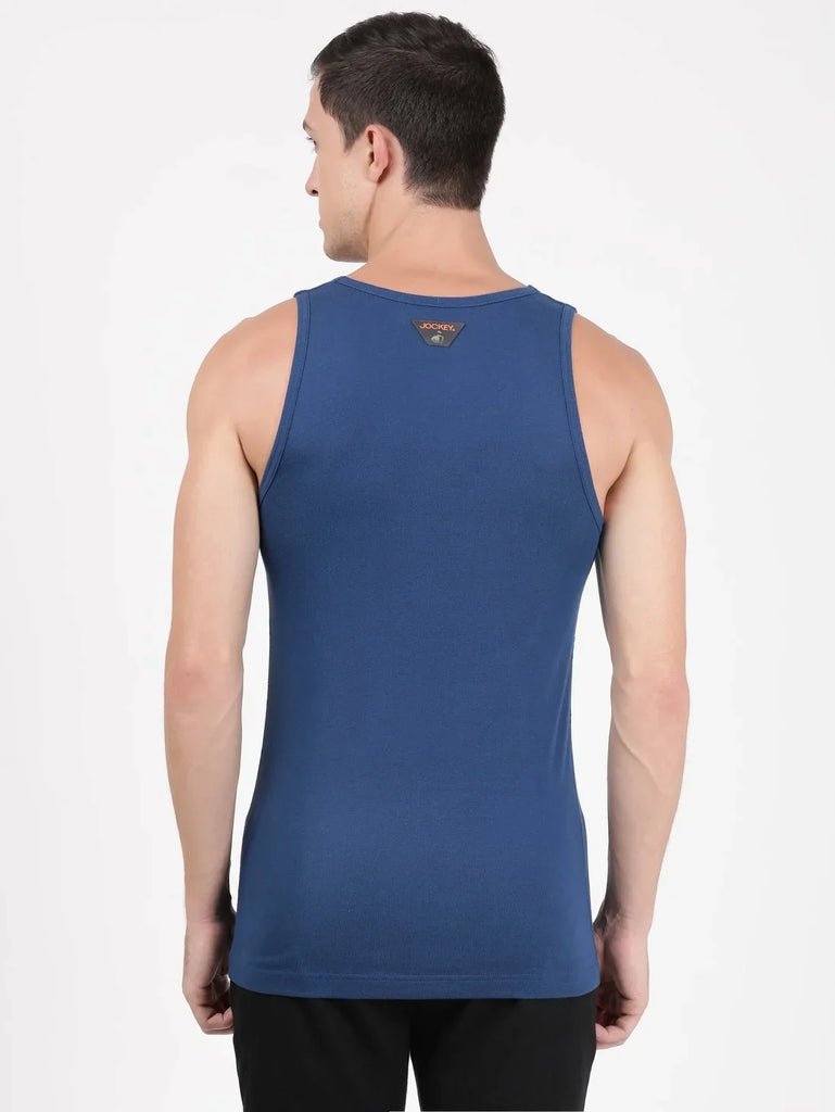 Estate Blue Jockey Cotton Rib Round Neck Sleeveless Vest for Men