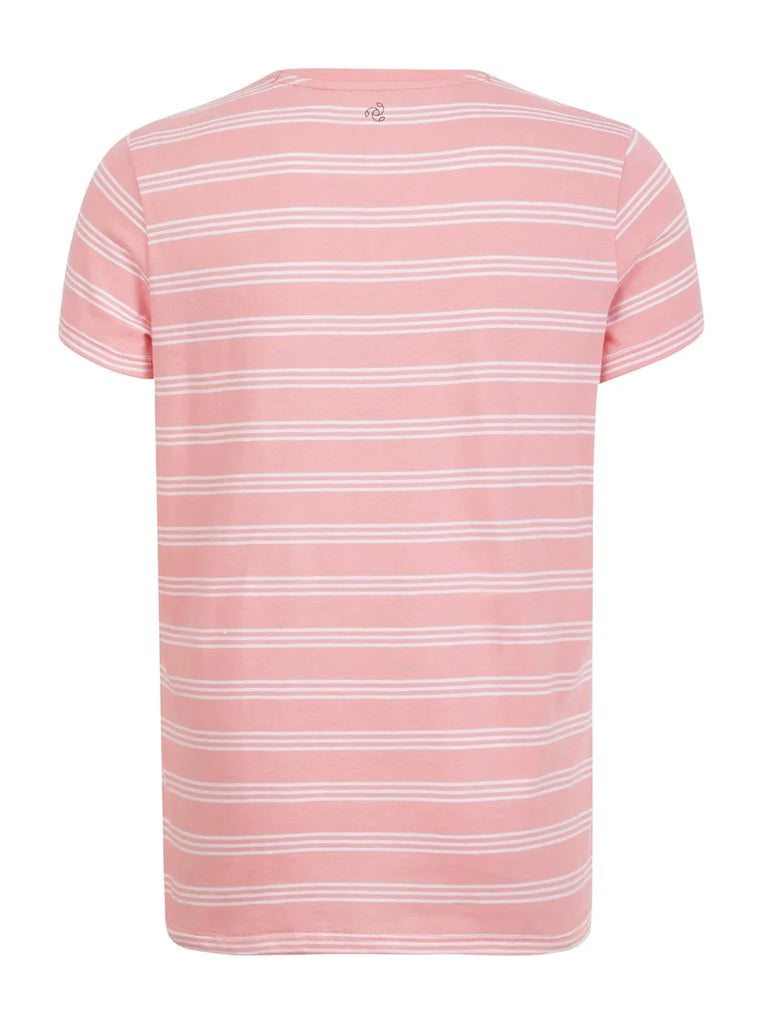 Flamingo Pink JOCKEY Girl's Striped Short Sleeve T-Shirt