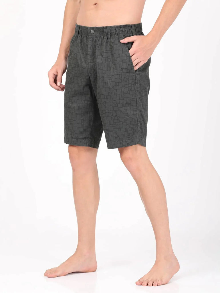 Forest Green JOCKEY Men's Super Combed Cotton Straight Fit Printed Shorts