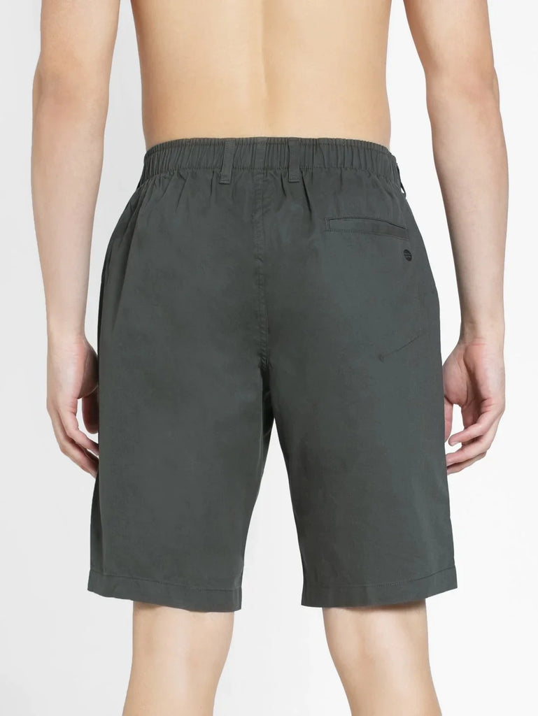 Forest Green JOCKEY Men's Straight Fit Solid Shorts