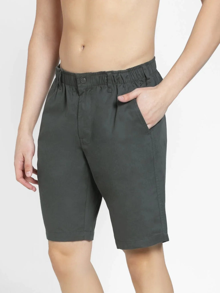 Forest Green JOCKEY Men's Straight Fit Solid Shorts