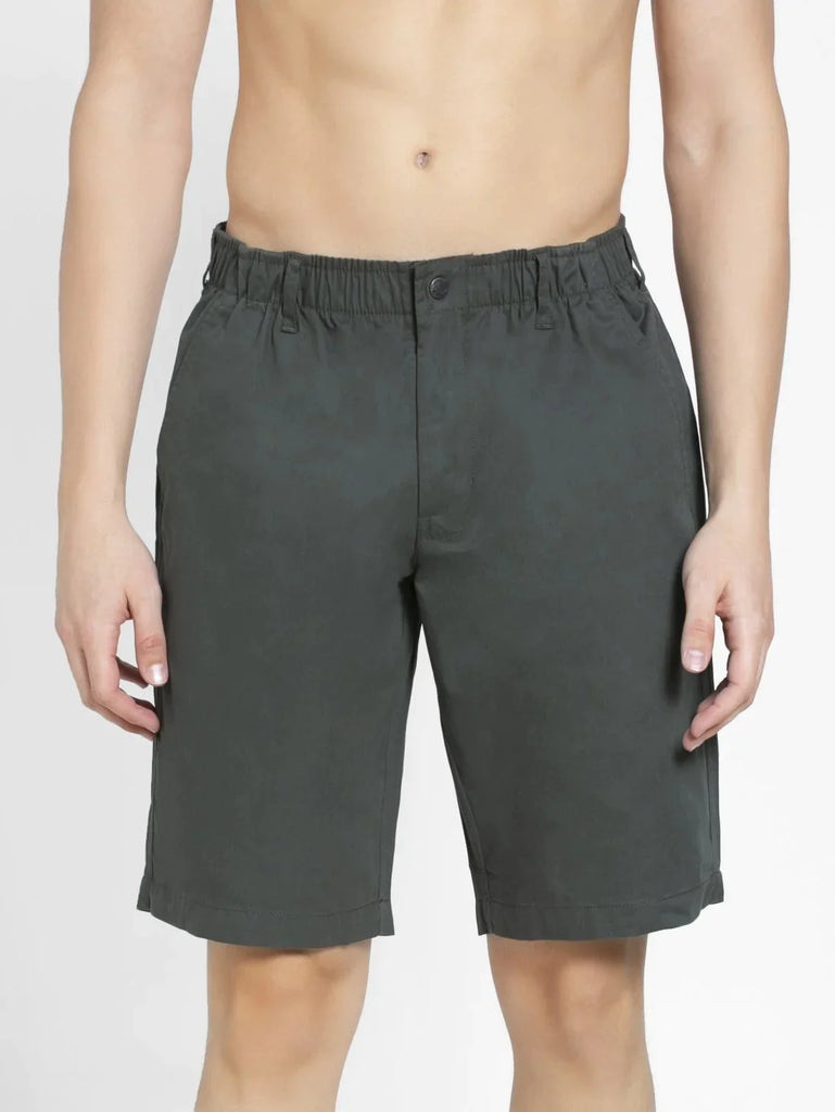 Forest Green JOCKEY Men's Straight Fit Solid Shorts