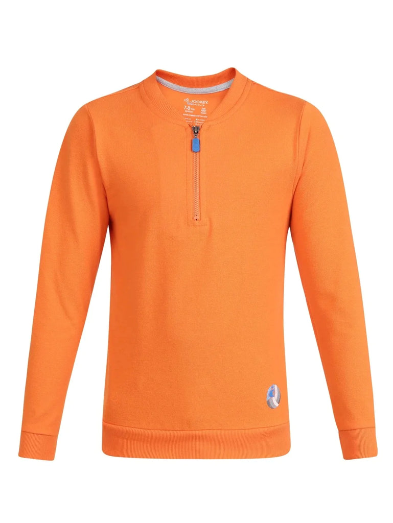 Golden Poppy JOCKEY Boy's Cotton Graphic Printed Mandarin Collar Sweatshirt