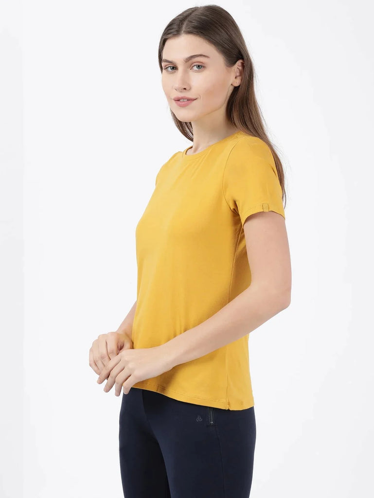 Golden Spice JOCKEY Women's Regular Fit Solid Round Neck Half Sleeve T-Shirt