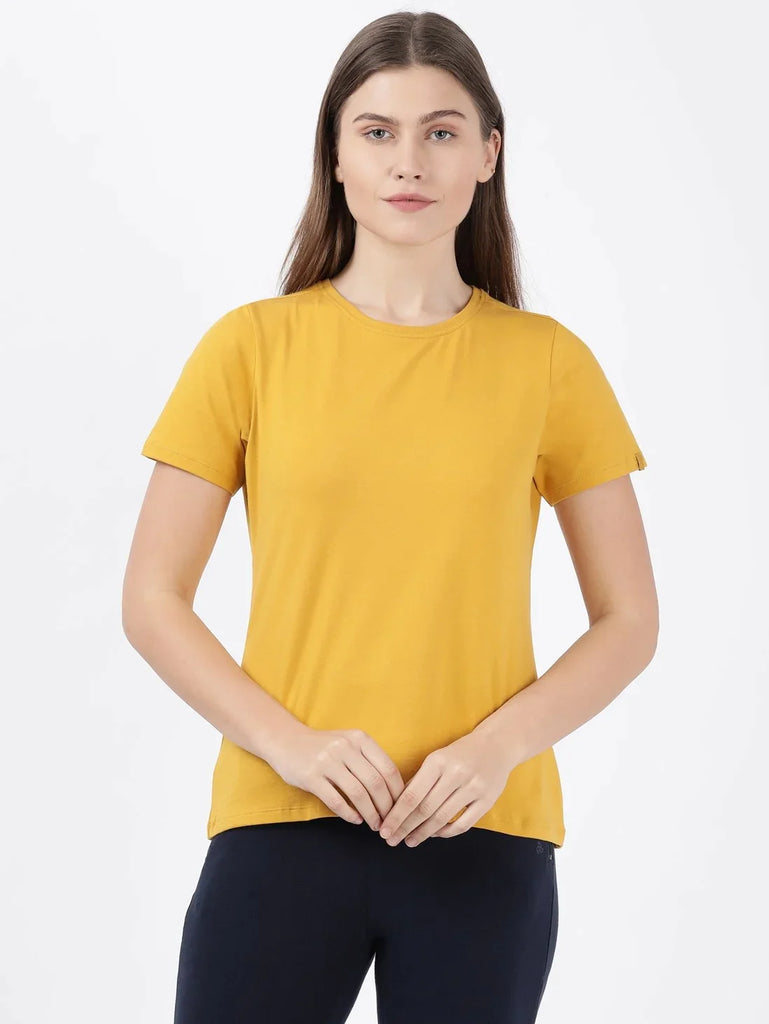 Golden Spice JOCKEY Women's Regular Fit Solid Round Neck Half Sleeve T-Shirt