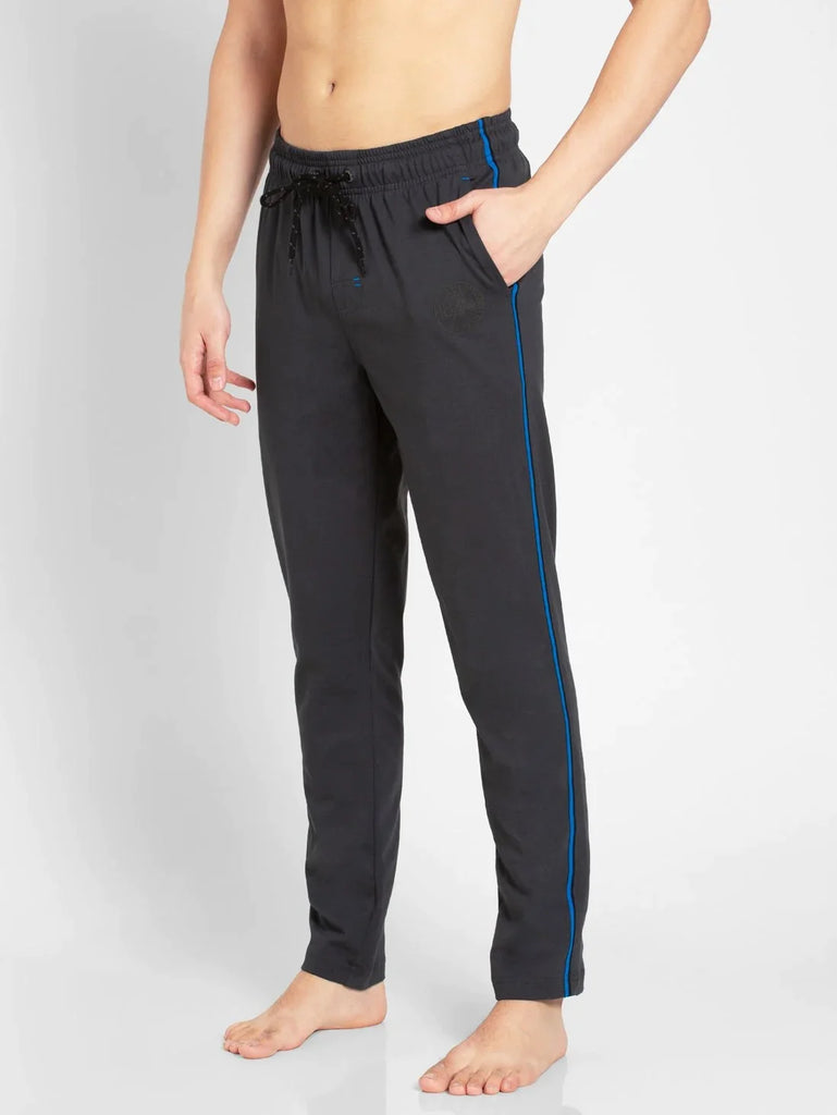 Graphite & Neon Blue Slim Fit JOCKEY Men's Trackpants