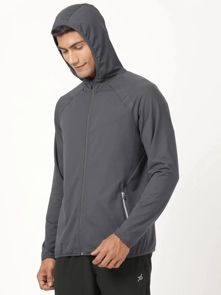 Graphite JOCKEY Men's Microfiber Elastane Stretch Solid Performance Hoodie Jacket