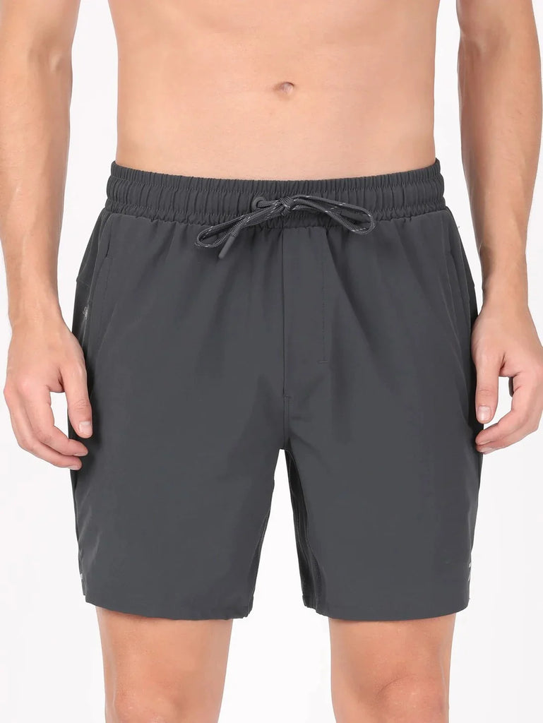 Graphite JOCKEY Men's Recycled Microfiber Straight Fit Solid Shorts