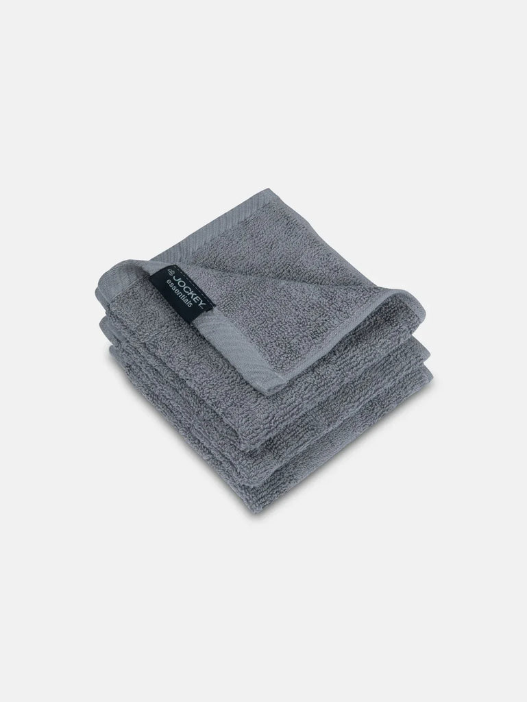 Grey Jockey Cotton Terry Ultrasoft and Durable Solid Face Towel (pack of 3)