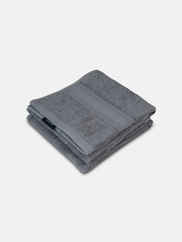 Grey Jockey Cotton Terry Ultrasoft and Durable Solid Hand Towel (Pack of 2)
