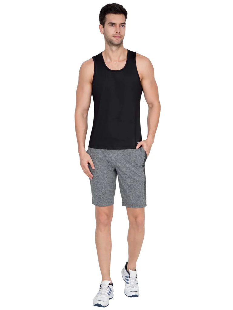 Grey Marl JOCKEY Men's Soft Touch Microfiber Straight Fit Solid Shorts 