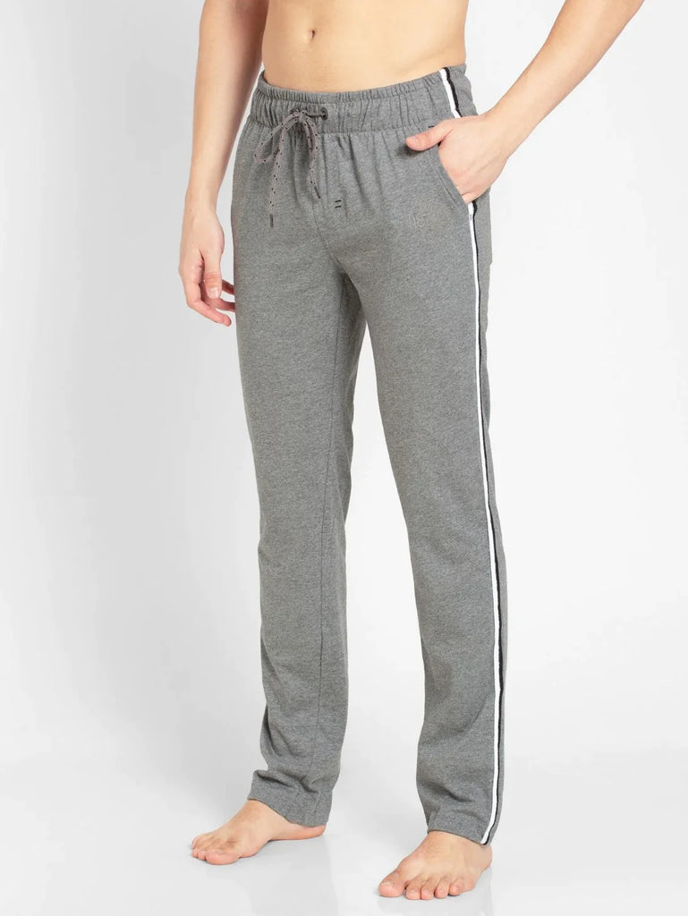 Grey Melange & Black Slim Fit JOCKEY Men's Trackpants