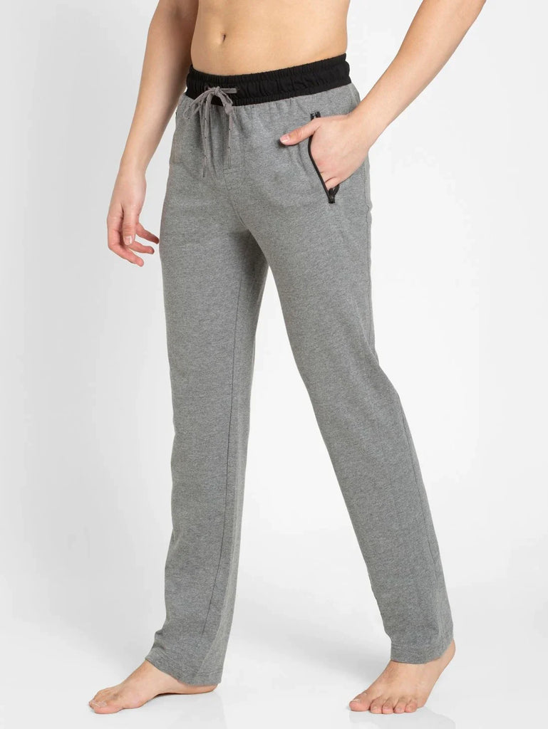 Grey Melange & Black Slim Fit JOCKEY Men's Trackpants