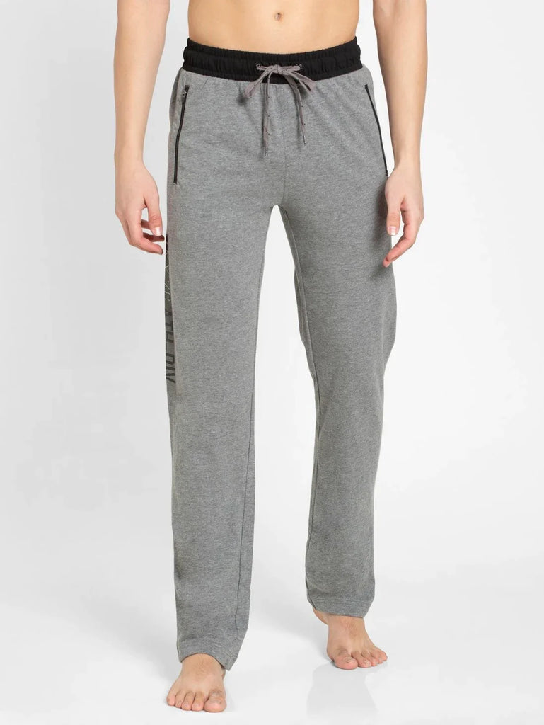 Grey Melange & Black Slim Fit JOCKEY Men's Trackpants