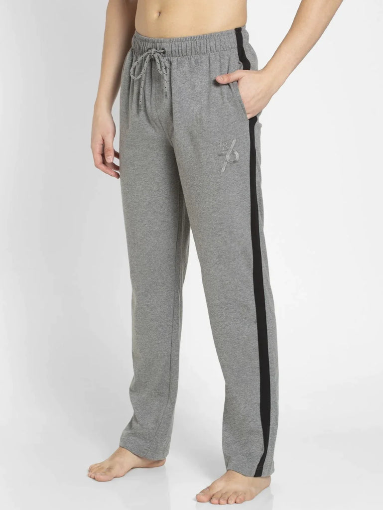 Grey Melange & Black Straight Fit JOCKEY Men's Trackpants.