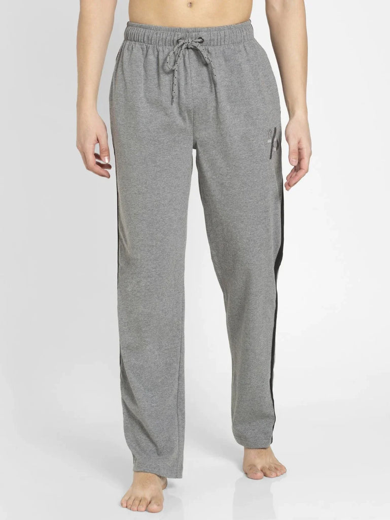 Grey Melange & Black Straight Fit JOCKEY Men's Trackpants.