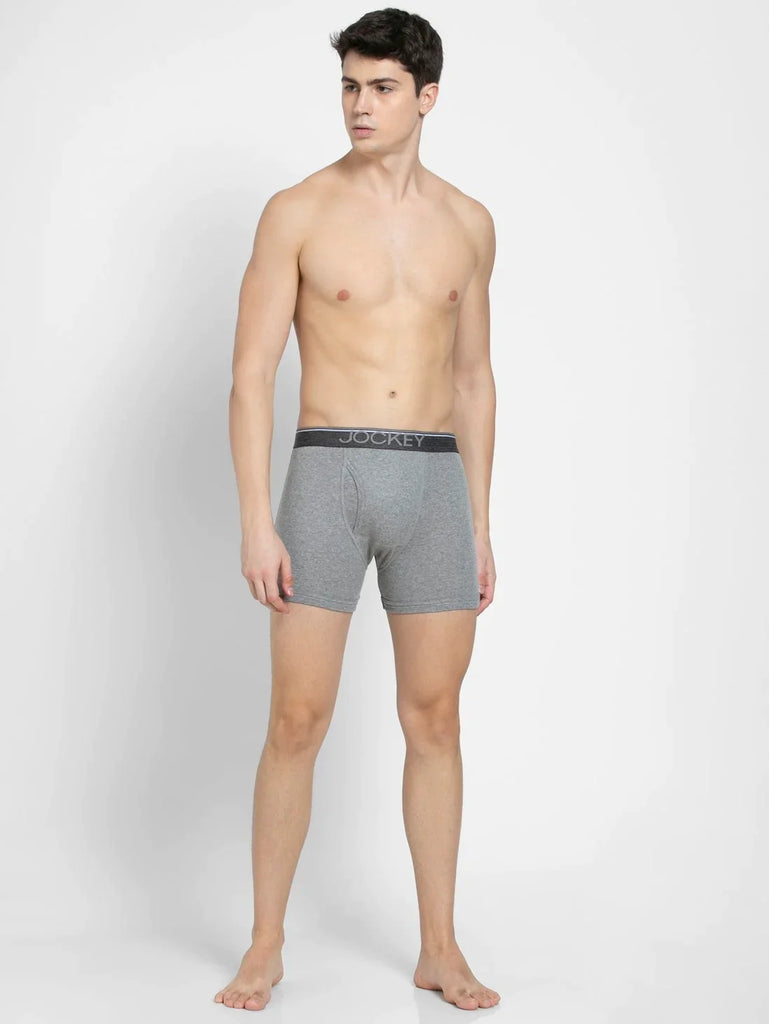 Grey Melange jockey Solid Boxer Brief Underwear Men