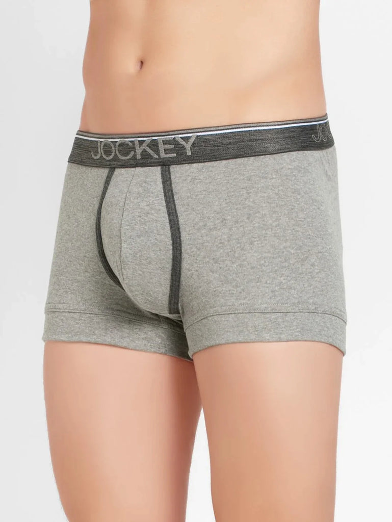 Grey Melange Jockey Cotton rib Solid Trunk Underwear For Men