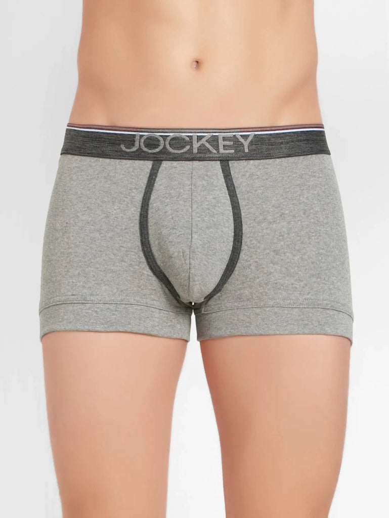 Grey Melange Jockey Cotton rib Solid Trunk Underwear For Men