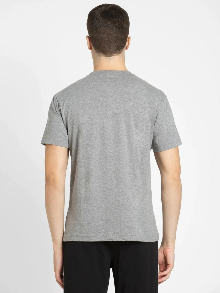 Grey Melange JOCKEY Men's Printed Round Neck Half Sleeve T-Shirt