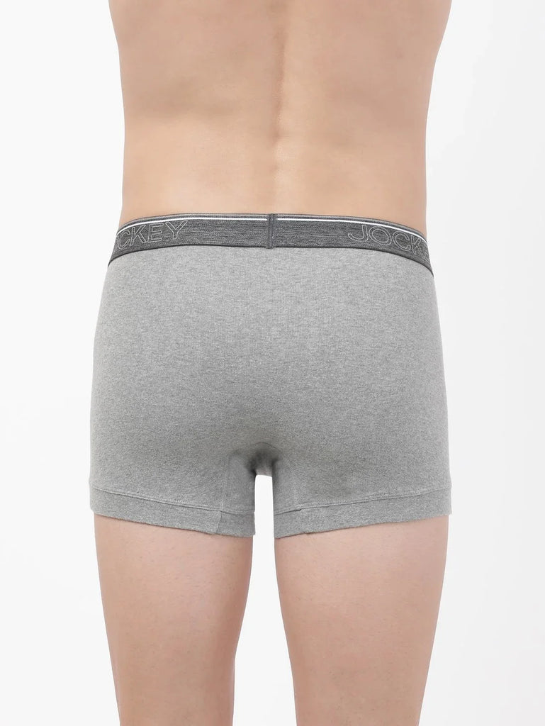 Grey Melange Jockey Cotton rib Solid Trunk Underwear For Men