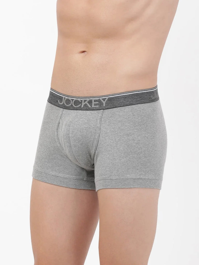 Grey Melange Jockey Cotton rib Solid Trunk Underwear For Men