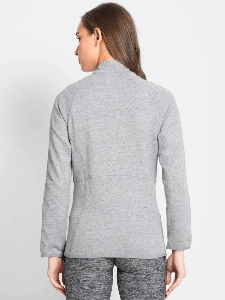 Grey Snow Melange JOCKEY Women's Polyester Slim Fit Full Zip High Neck Jacket 