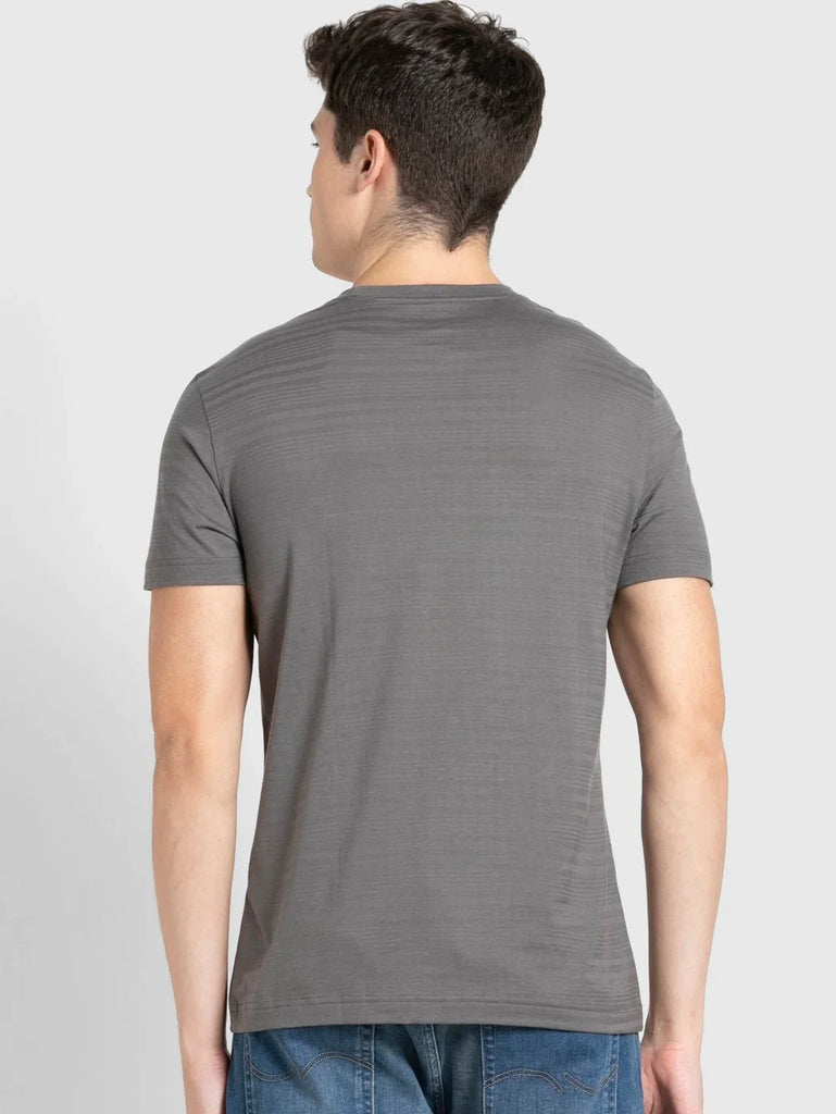 Gun Metal JOCKEY Men's Solid Round Neck Half Sleeve T-Shirt