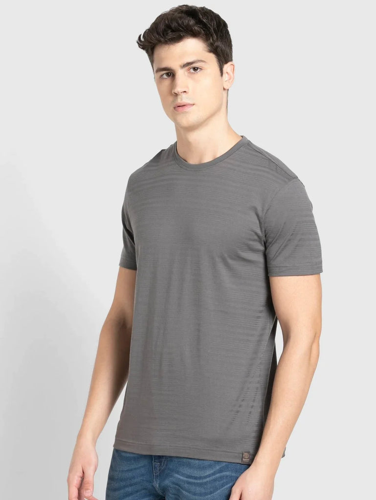 Gun Metal JOCKEY Men's Solid Round Neck Half Sleeve T-Shirt