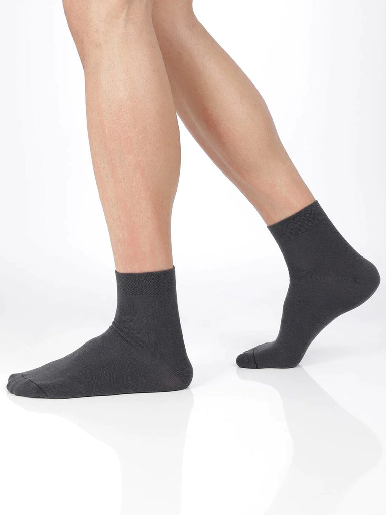 Gunmetal Jockey Men's Modal Cotton Stretch Ankle Length Socks with Stay Fresh Treatment