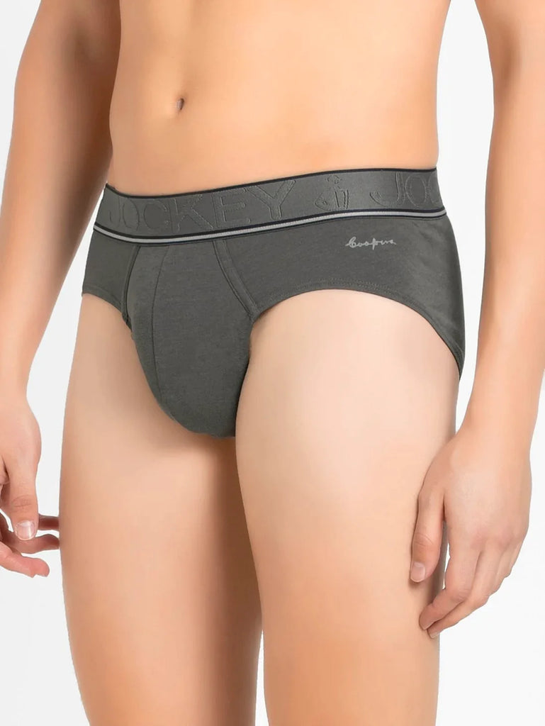 Gunmetal Jockey Solid Brief For Men