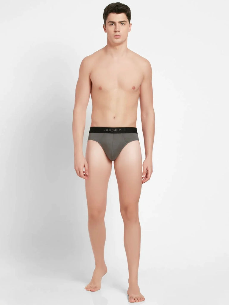 Gunmetal Jockey Solid Brief For Men 