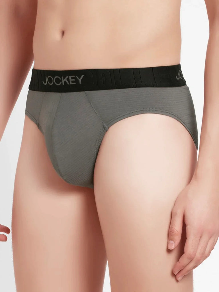 Gunmetal Jockey Solid Brief For Men 