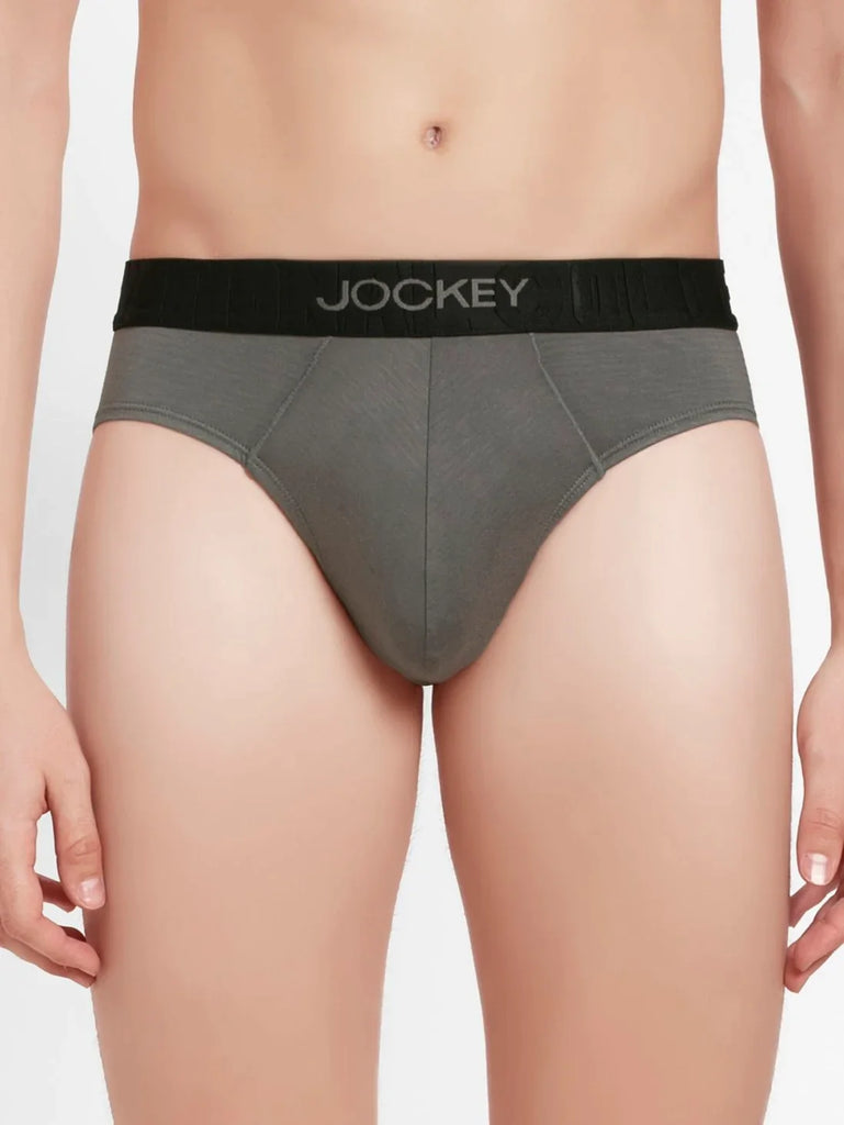 Gunmetal Jockey Solid Brief For Men 